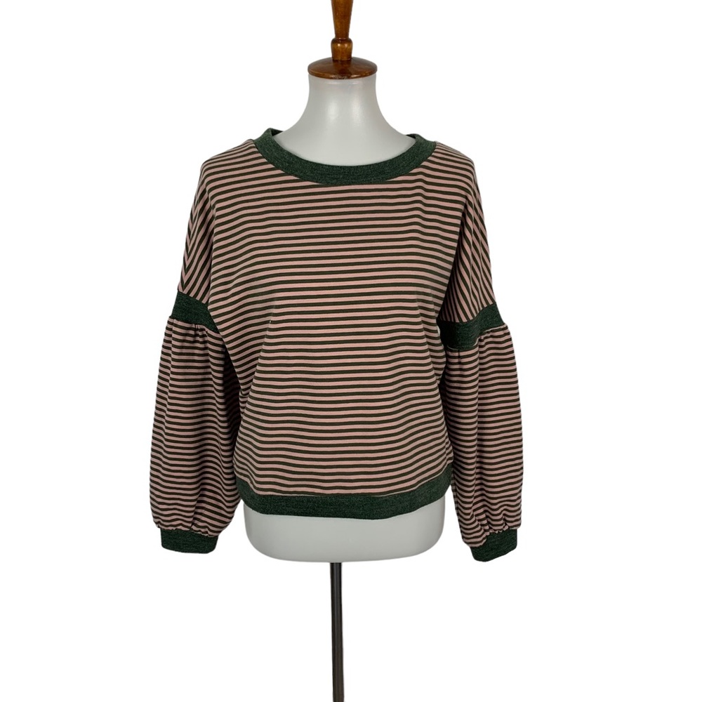 Roolee Sweater Small Striped Green Pink